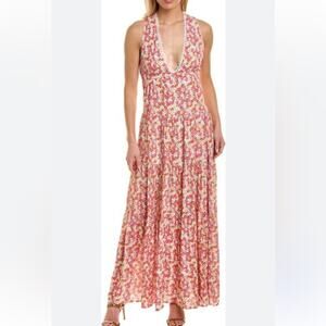 Alexia Admor Tezzi V Neck Tiered Maxi Dress Ditsy Floral Feminie Size 6 Girly